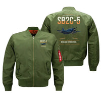 Thumbnail for SB2C-5 Helldiver design on green bomber jacket, double-side print