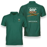Thumbnail for IAR 80C design on green double-side polo t-shirt, double-side print