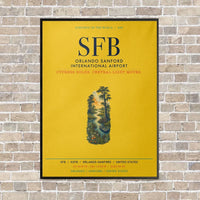 Thumbnail for Orlando Sanford International Airport SFB vertical canvas print - framed - yellow background
