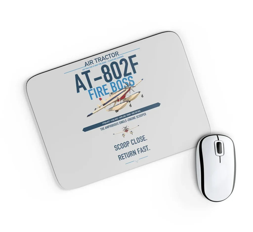 Air Tractor AT-802F Fire Boss design on light gray rectangle mouse pad