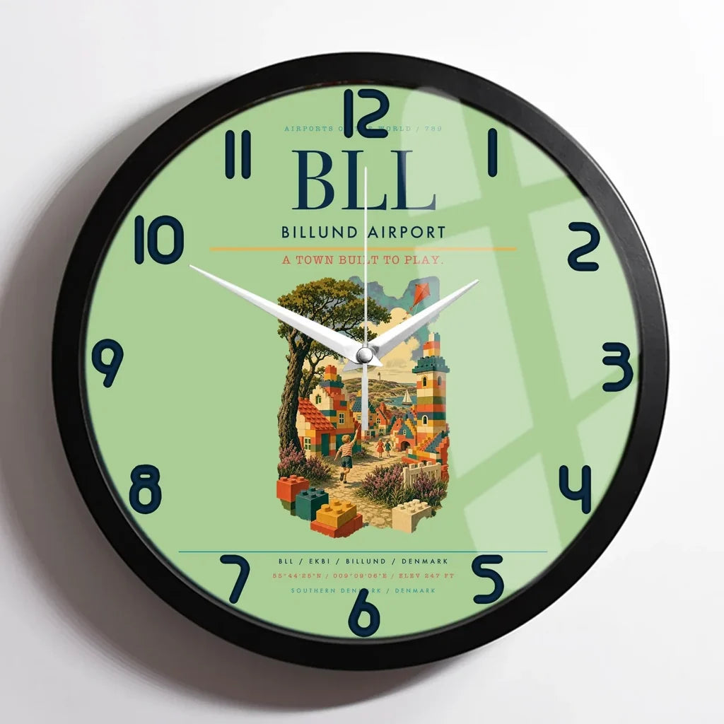 Billund Airport BLL Wall-Clock Framed - Light Green