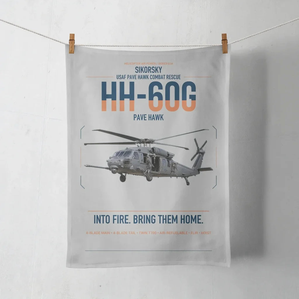 Sikorsky HH-60G Pave Hawk design on light gray towel