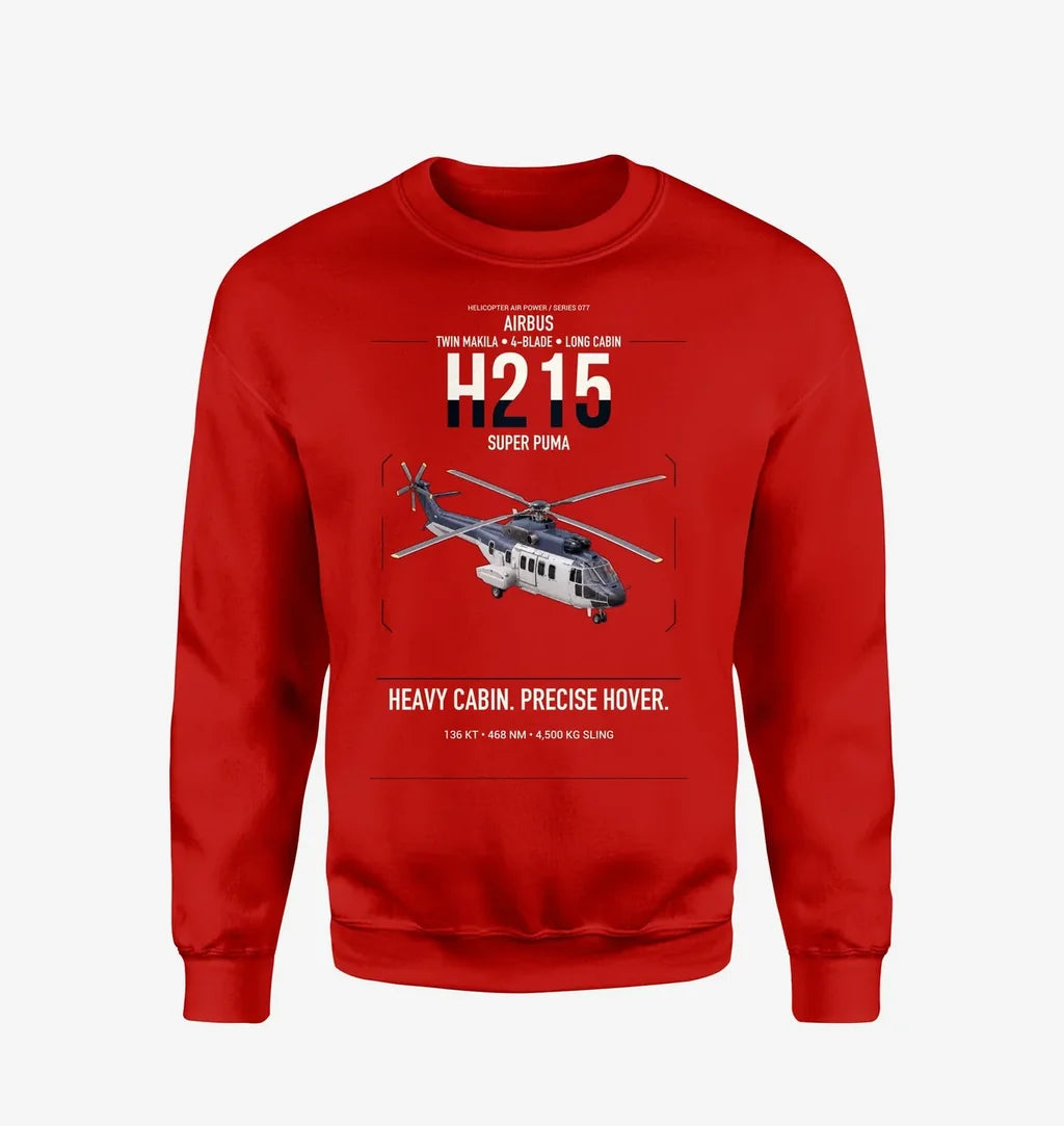 Airbus H215 design on red sweatshirt
