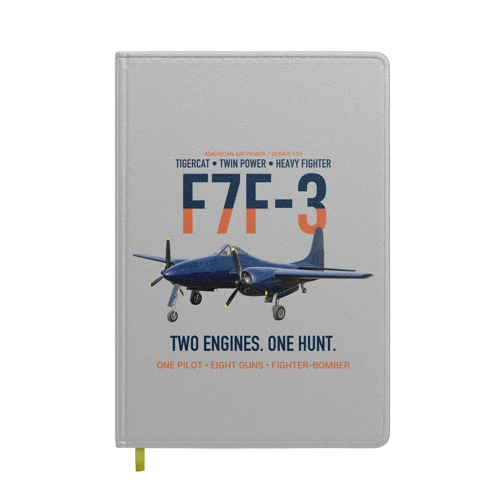 F7F-3 Tigercat Two Engines One Hunt design on light gray notebook