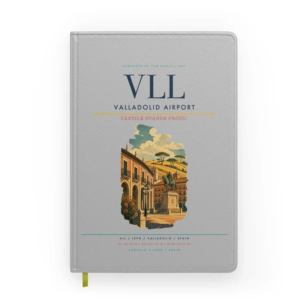 Valladolid Airport (VLL) design on light gray notebook