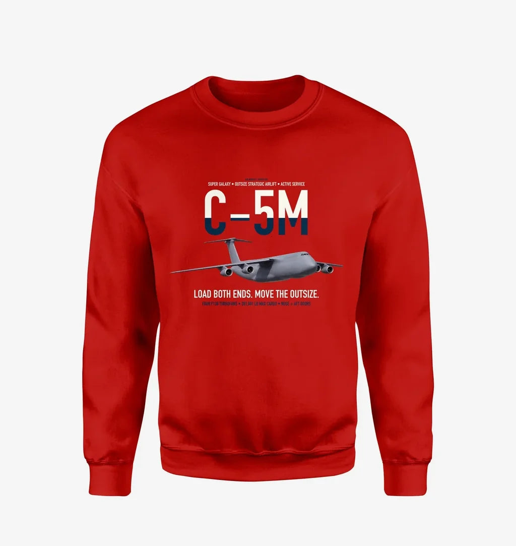 C-5M Super Galaxy design on red sweatshirt