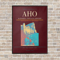 Thumbnail for Alghero–Fertilia Airport AHO - Canvas Framed - Dark Red