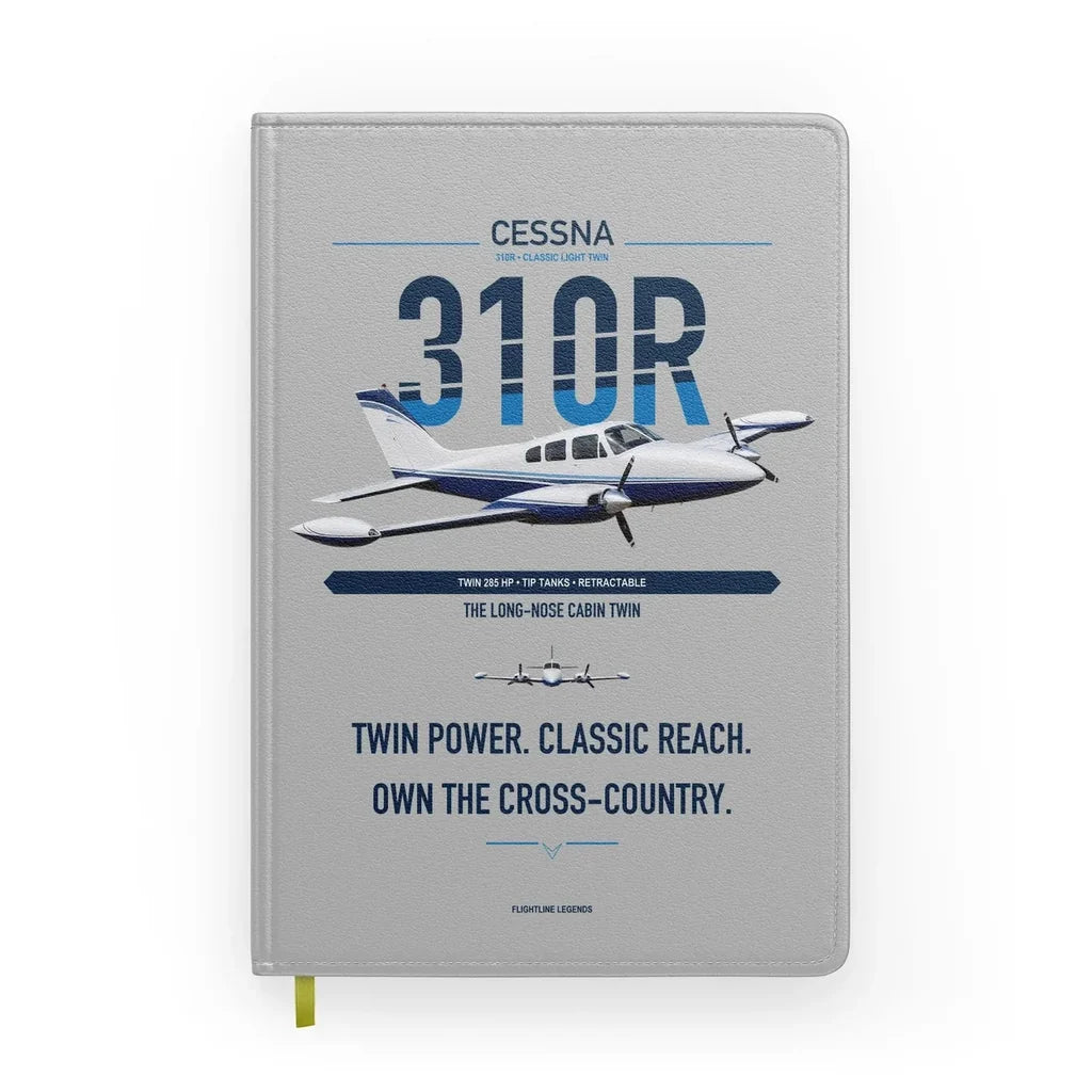 Cessna 310R design on light gray notebook