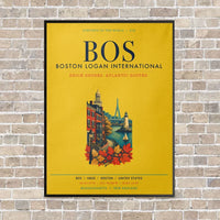 Thumbnail for Boston Logan International Airport BOS vertical canvas print - framed - yellow background