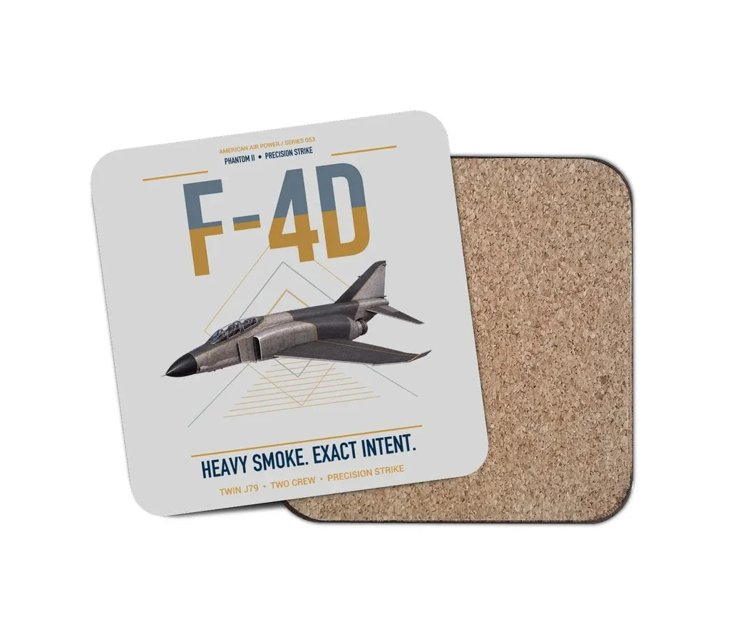 F-4D Phantom II design on light gray 1 piece coaster