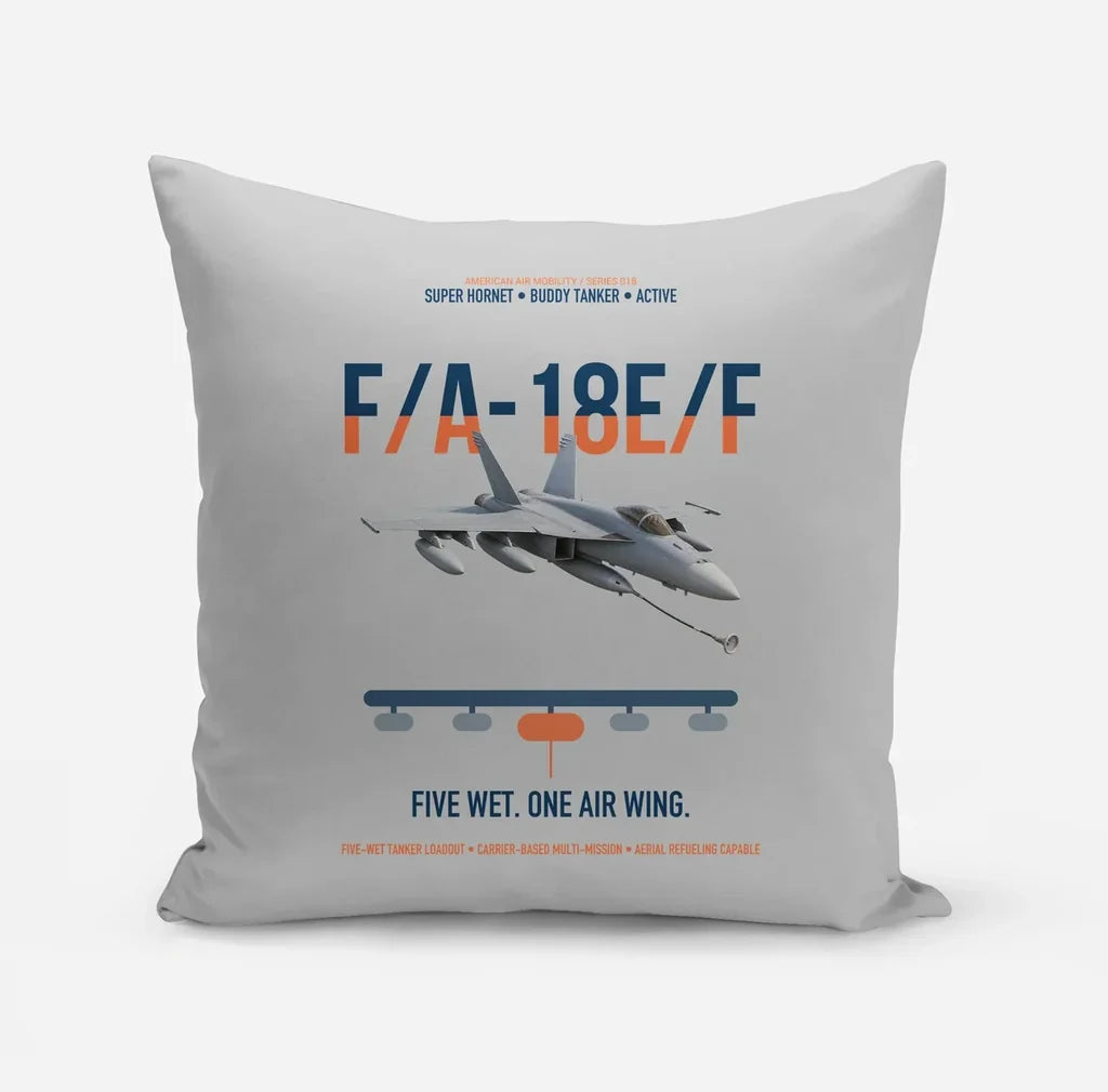 F A-18E F Buddy Tanker design on light gray pillow