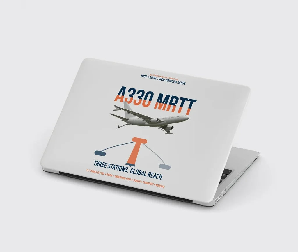 Airbus A330 MRTT design on light gray MacBook case