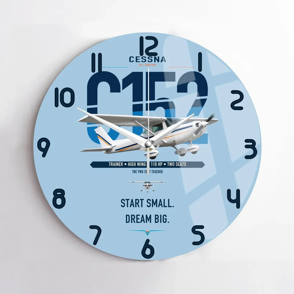 Cessna 152 design on light blue no frame wall clock