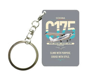 Thumbnail for Cessna 175 Skylark design on gray designed key chain, double-side print