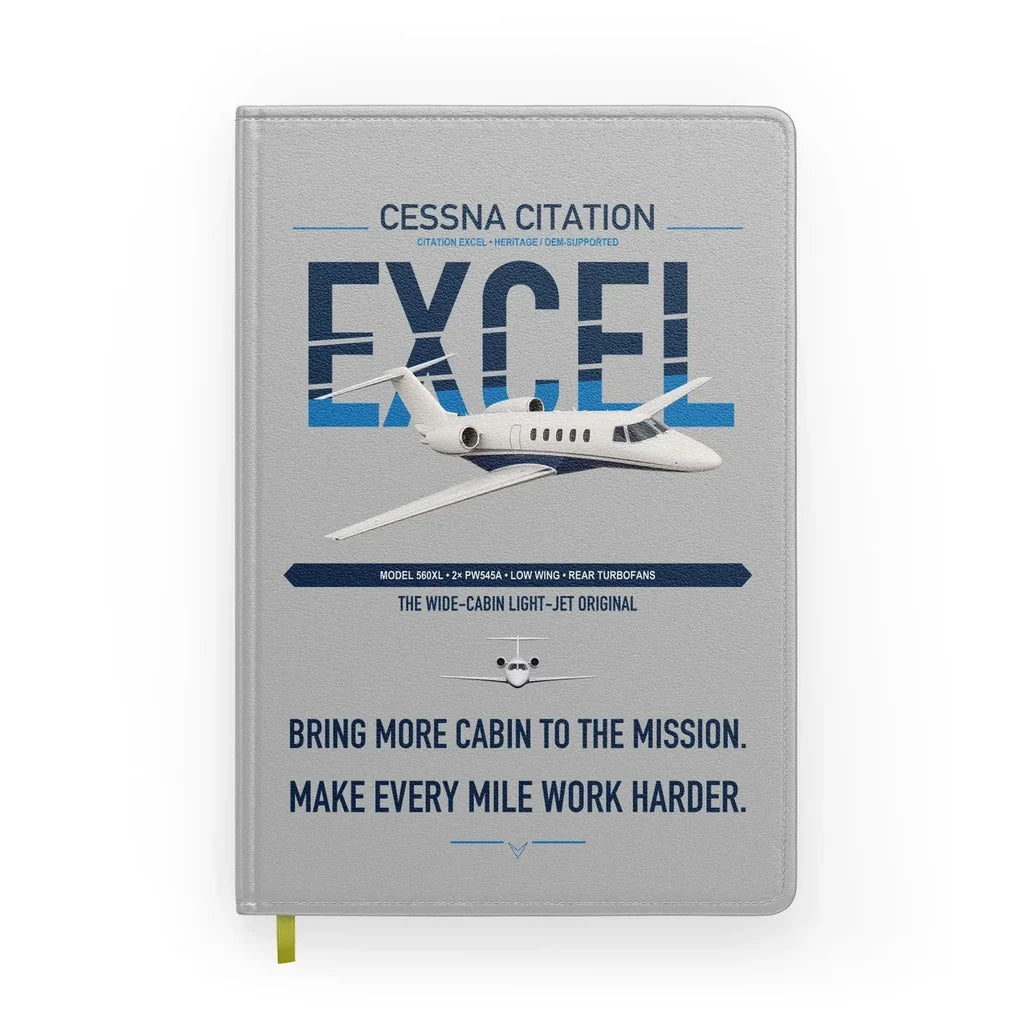Cessna Citation Excel design on light gray notebook