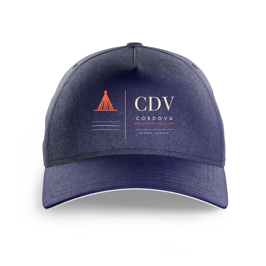 Merle K. (Mudhole) Smith Airport CDV — Cordova (CDV) design on dark blue printed hat