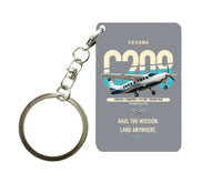Thumbnail for Cessna 208 Caravan design on gray designed key chain, double-side print