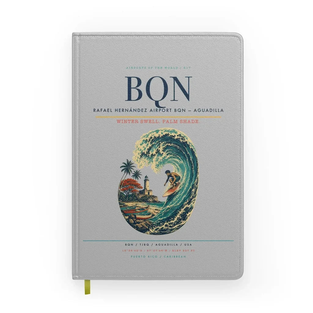 Rafael Hernández Airport (BQN) design on light gray notebook