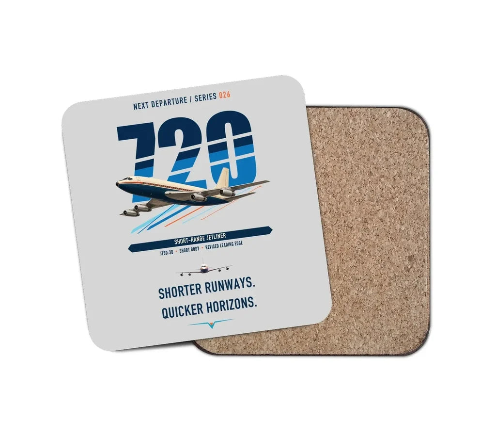 Boeing 720B design on light gray 1 piece coaster