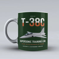 Thumbnail for T-38C Talon design on dark green ceramic mug, double-side print