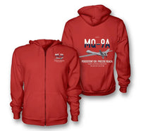 Thumbnail for MQ-9A Reaper design on red premium zipped hoodie, double-side print