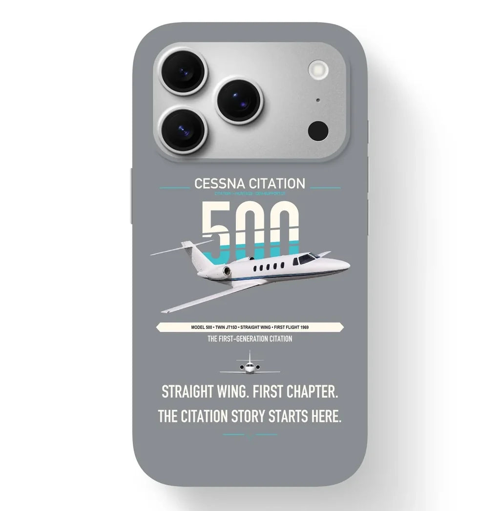 Cessna Citation 500 - Citation I design on gray magsafe iphone case, for iPhone 17 Pro