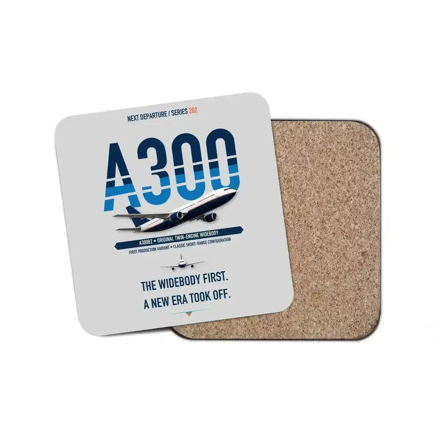Airbus A300B2 design on light gray 1 piece coaster