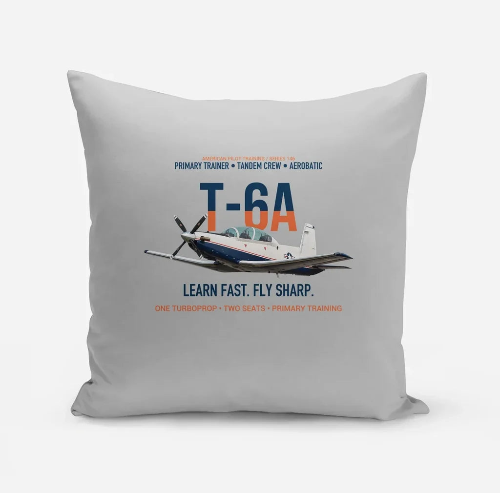 T-6A Texan II Train The Next Generation design on light gray pillow