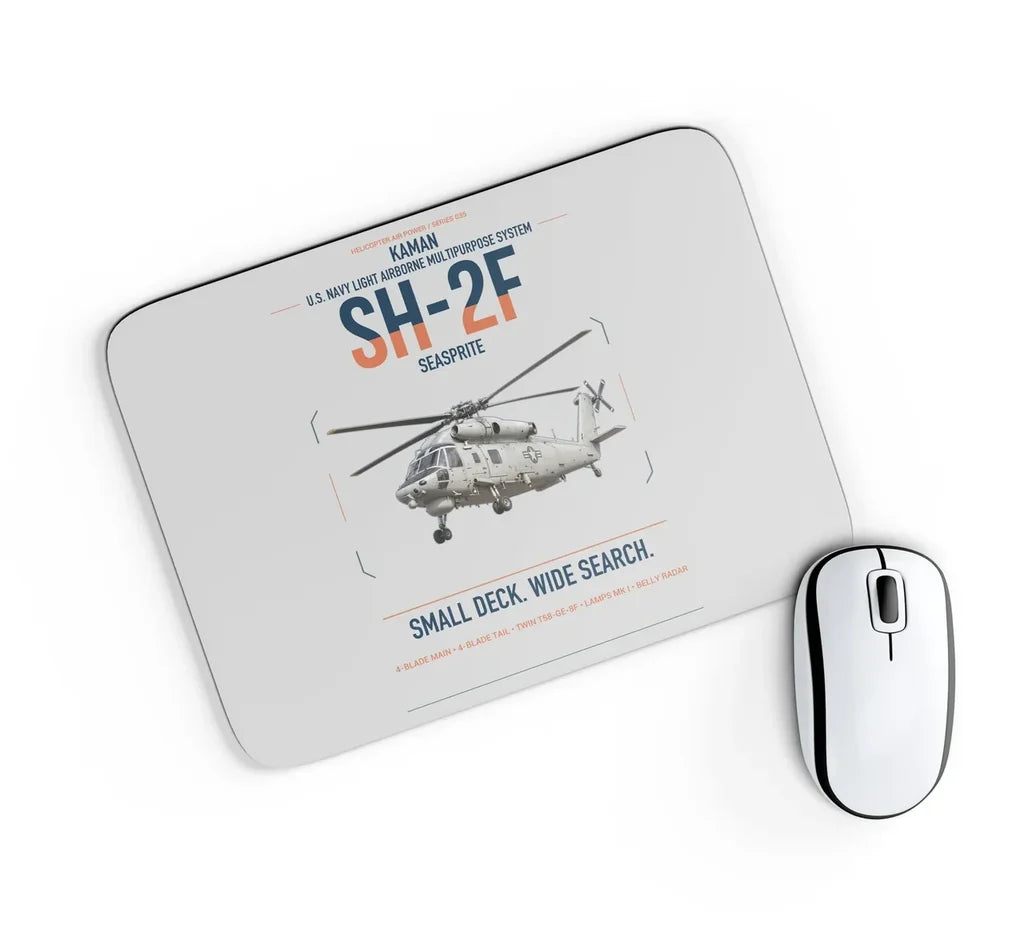 Kaman SH-2F Seasprite design on light gray rectangle mouse pad