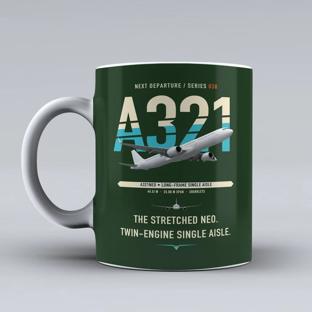 A321neo Mug design on dark green airbus