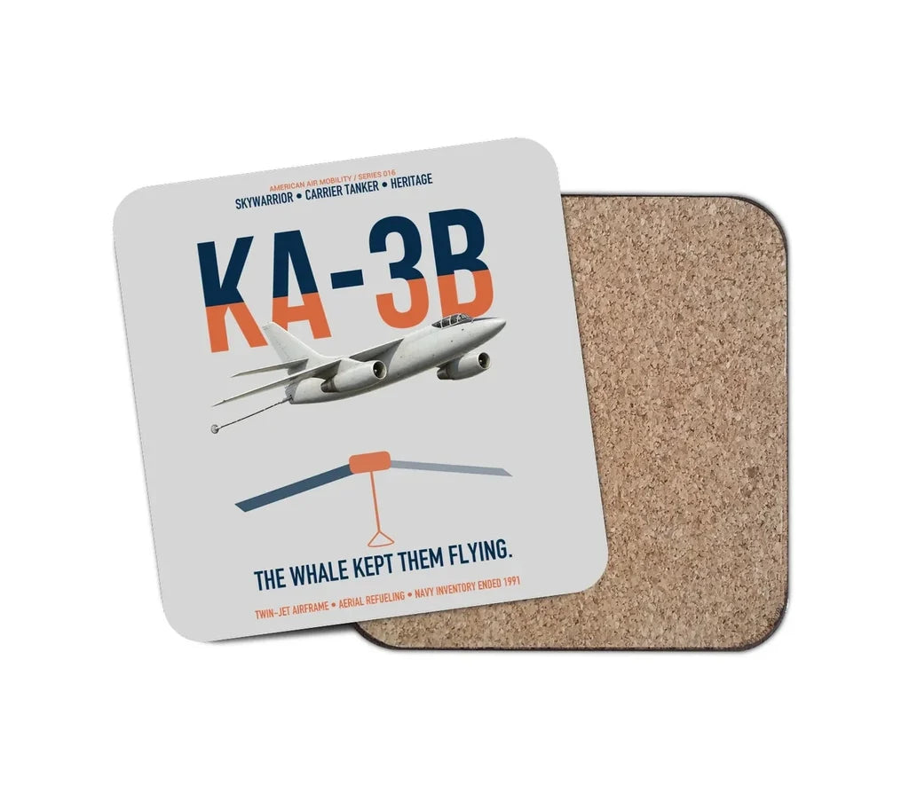 KA-3B Skywarrior design on light gray 1 piece coaster