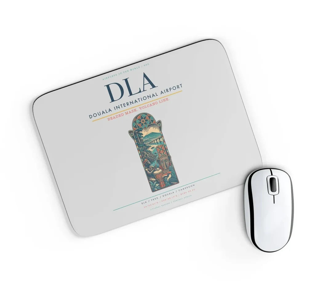 Douala International Airport (DLA) design on light gray rectangle mouse pad