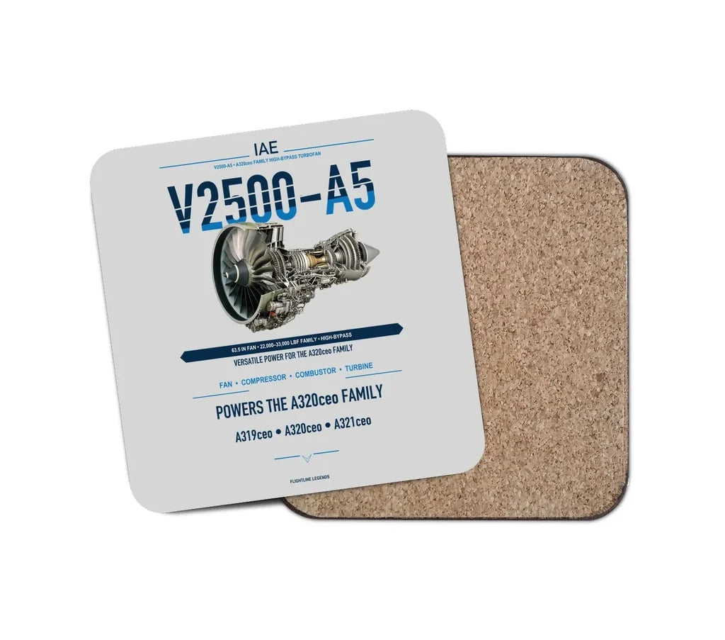 V2500-A5 design on light gray 1 piece coaster