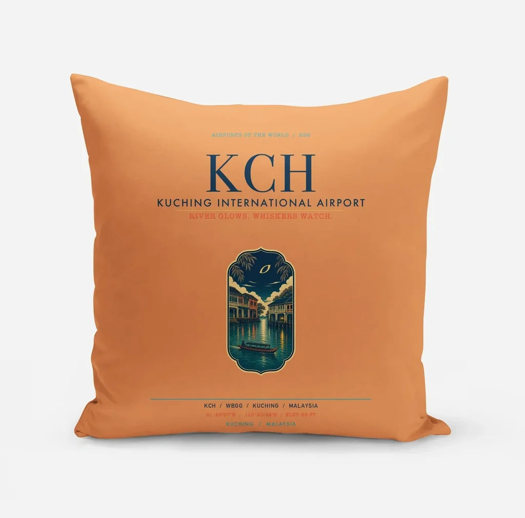 Kuching International Airport (KCH) design on orange pillow