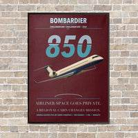 Thumbnail for Bombardier Challenger 850 vertical canvas print - framed - dark red background