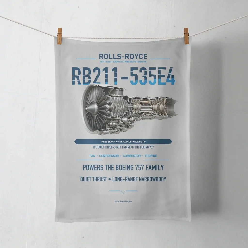 RB211-535E4 design on light gray towel