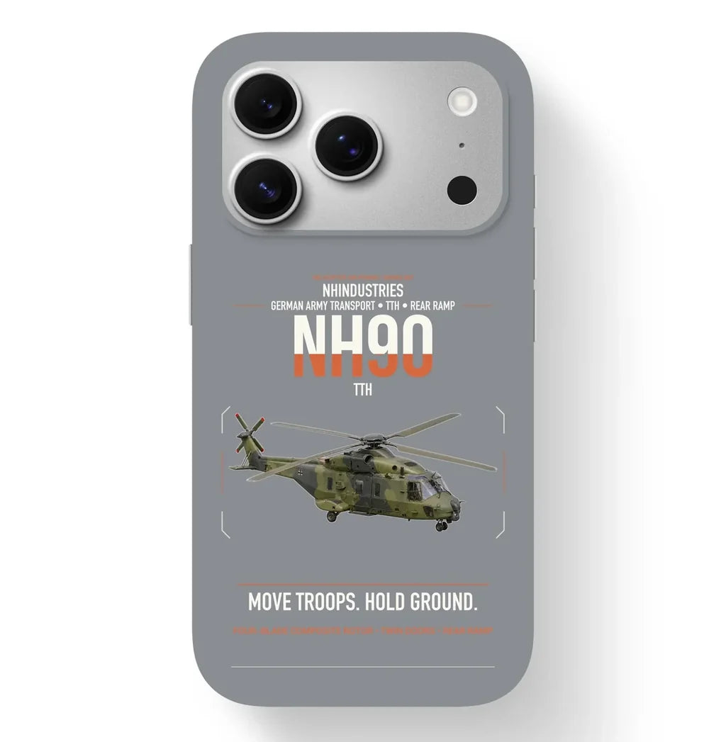 NHIndustries NH90 TTH design on gray magsafe iphone case, for iPhone 17 Pro