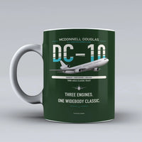 Thumbnail for McDonnell Douglas DC-10 design on dark green ceramic mug, double-side print