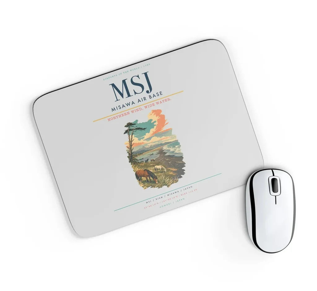 Misawa Air Base (MSJ) design on light gray rectangle mouse pad