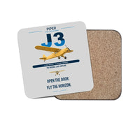 Thumbnail for Piper J-3 Cub design on light gray 1 piece coaster