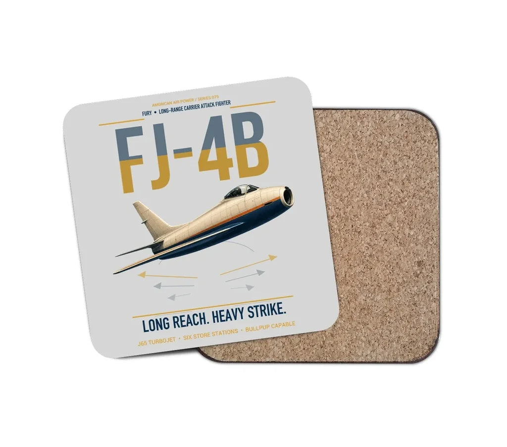 FJ-4B Fury design on light gray 1 piece coaster