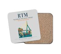 Thumbnail for Rotterdam The Hague Airport (RTM) design on light gray 1 piece coaster