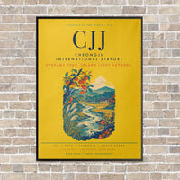 Thumbnail for Cheongju International Airport CJJ vertical canvas print - framed - yellow background