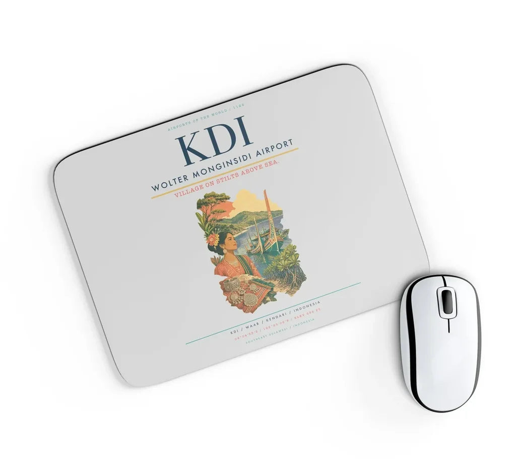 Wolter Monginsidi Airport (KDI) design on light gray rectangle mouse pad