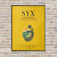 Thumbnail for Sanya Phoenix International Airport SYX vertical canvas print - framed - yellow background