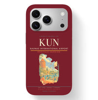 Thumbnail for Kaunas Airport (KUN) design on dark red iPhone 17 Pro MagSafe case