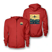 Thumbnail for VINTAGE G4303 - The Runway Light River - Premium Zipped Hoodie design on red