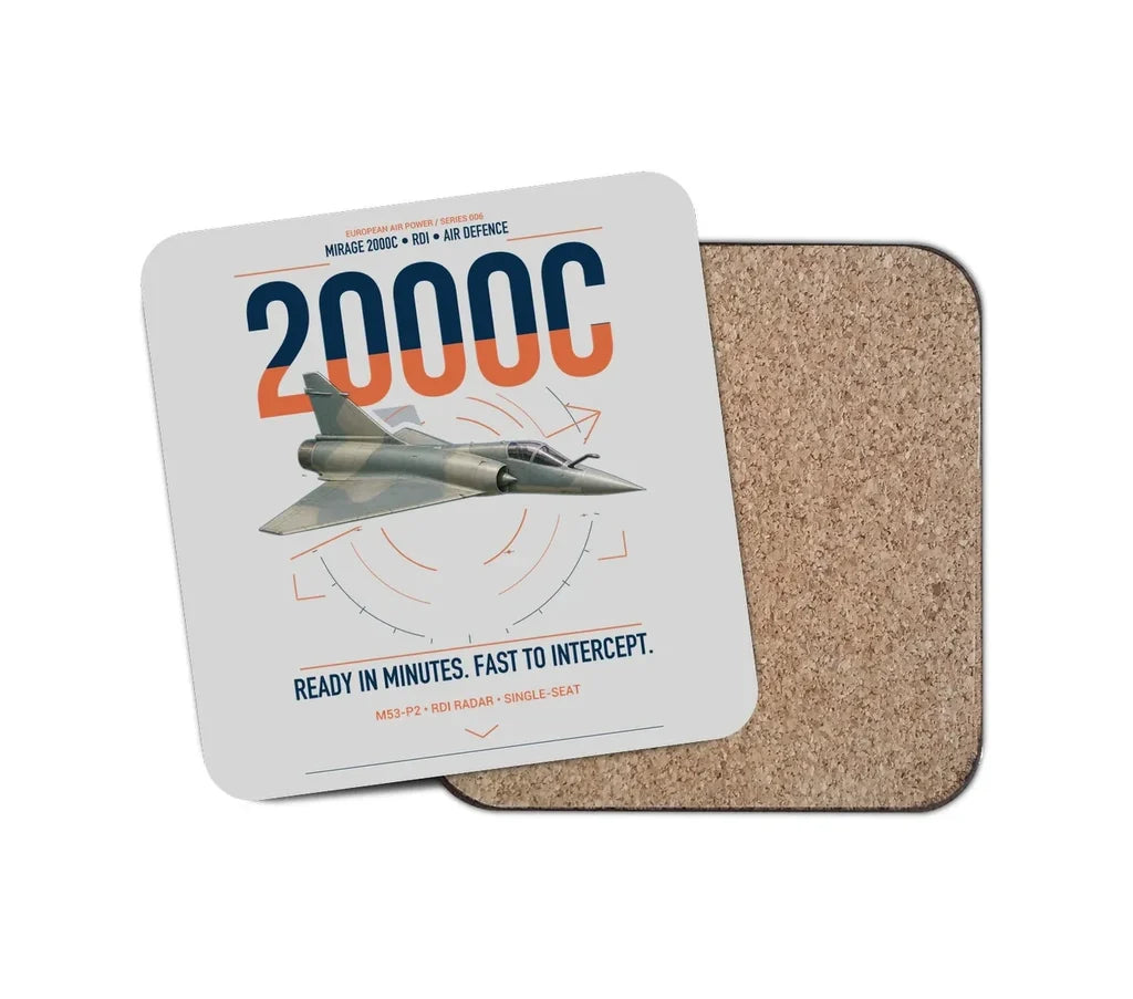 Dassault Mirage 2000C RDI design on light gray 1 piece coaster
