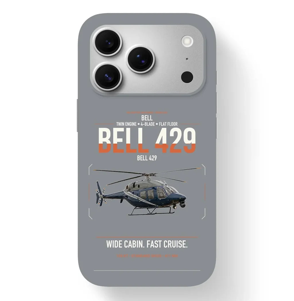 Bell 429 design on gray magsafe iphone case, for iPhone 17 Pro