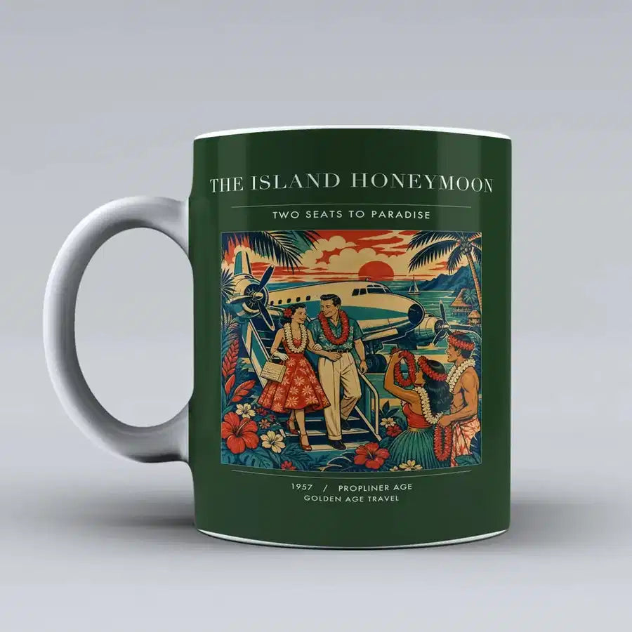 VINTAGE G4104 - The Island Honeymoon - Ceramic Mug design on darkgreen
